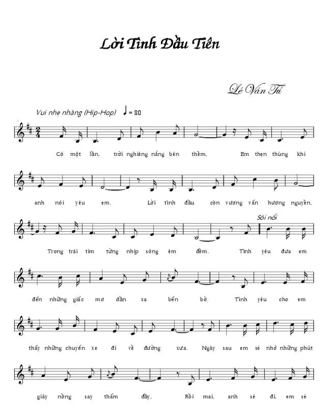 Sheet nhạc Lời Tình Đầu Tiên